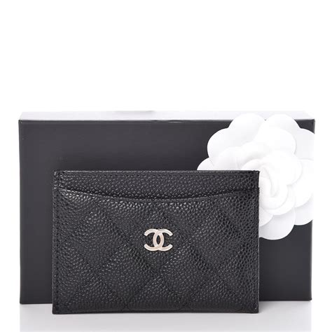 chanel slg 2018|Chanel black caviar card holder.